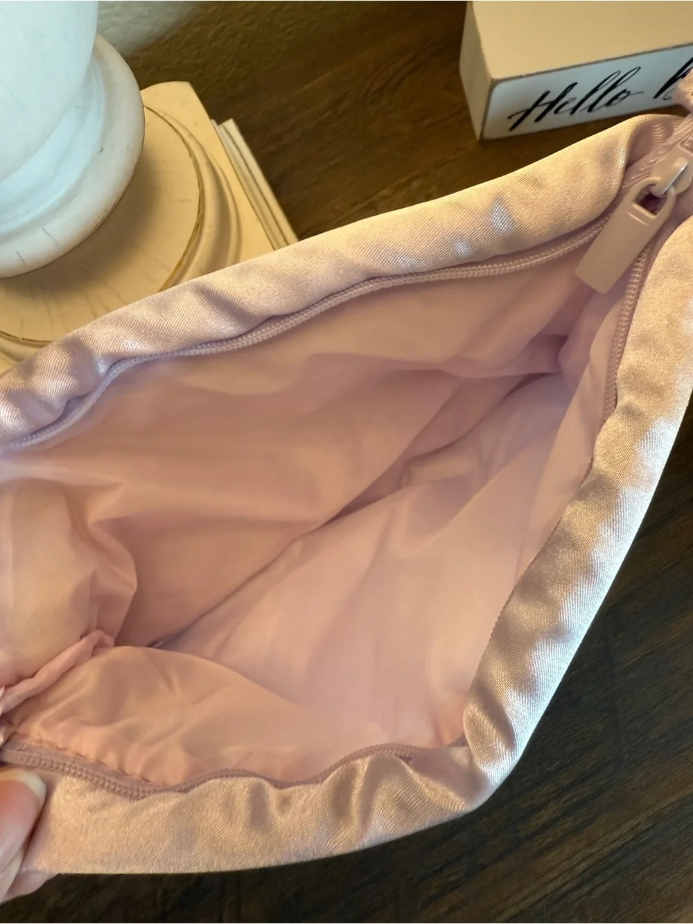 Kate Spade blush pink satin pouch with matching sleep mask